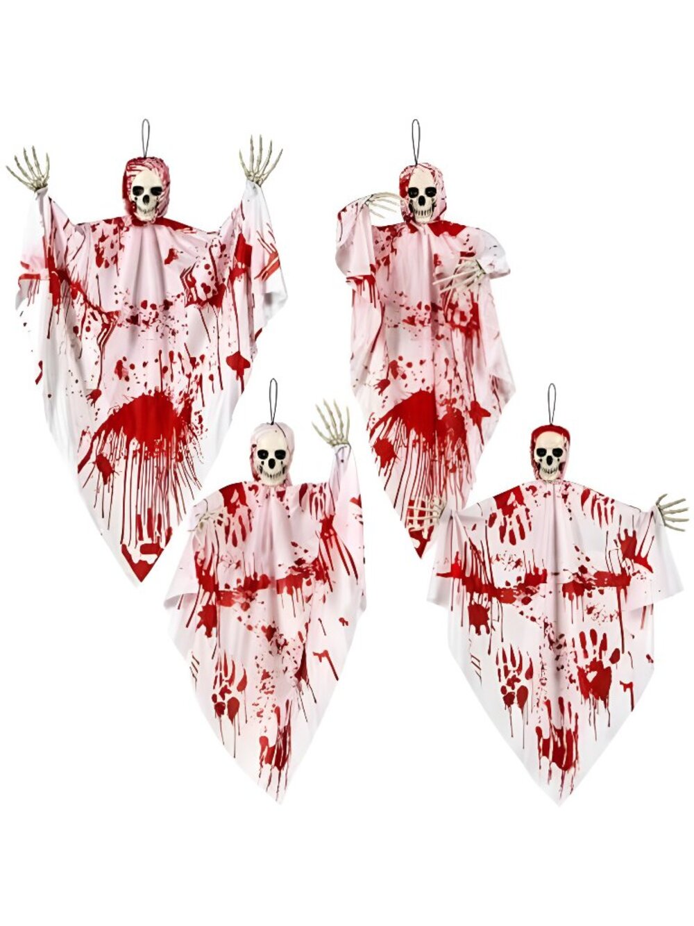 4 Pack 48 Inch Hanging Ghosts Halloween Decor, Bloody Ghost Decorations with
